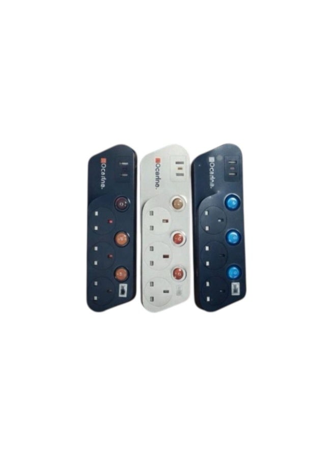 Ocarina 3-port power strip with 3-meter cable with USB  gray - Image 1